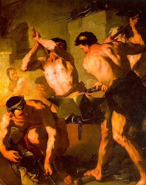  Luca  Giordano The Forge Of Vulcan oil painting picture